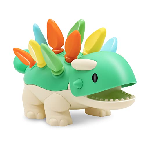 Bearsquad Fine Motor Skill Dinosaur Toys -Shape and Number Recognition Skills - Montessori Educational Sorting Stacking Plugging Toys for Toddlers