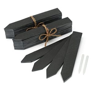 KINGLAKE 20Pcs Slate Plant Labels and Talcum Pen