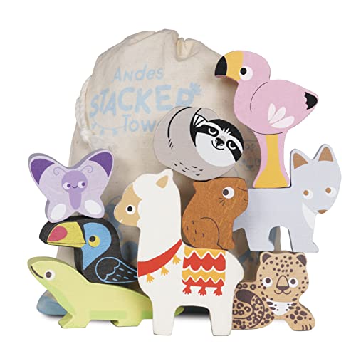 Le Toy Van - Educational Andes Wooden Animal Stacking Tower Toys And Bag | Learning Activity Toys For Toddlers Developme