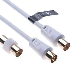 TV Aerial Ariel Cable Coaxial Extension Lead Freesat RF Male to Female Plug with Male Adapter Coax Coupler for Freeview TV