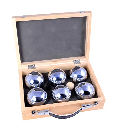 Engelhart - 6 metal boules set 720gr in sturdy wooden case - 010205