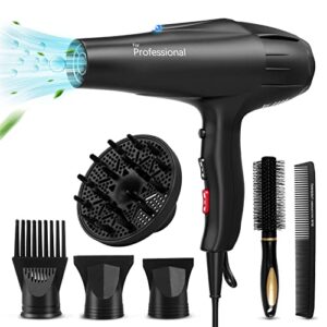 Professional Hair Dryer 2500W Fast Dry Ionic JIAABCHOMO Hairdryer with Diffuser