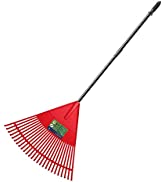 ORIENTOOLS Garden Leaf Rake Adjustable Lightweight Steel Handle Poly Shrub Rake, Plastic Head, 22...