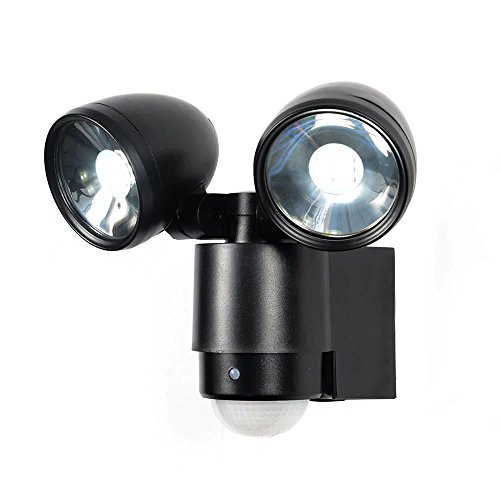 LITECRAFT Sirocco 2 Light LED Security Spotlight with PIR Sensor IP44 2 Year Guarantee (Black)            [Energy Class A+]