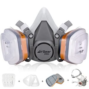 AirGearPro M-500 Reusable Respirator Mask with A1P2 Filters | Anti-Dust Gas mask Ideal for Spray painting