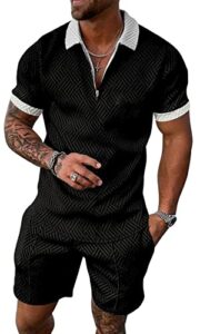 FEOYA Men's Polo Shirt and Shorts Set 2 Piece Summer Tracksuit Fashion Casual Short Sleeve Polo Suits Activewear Sweatsuits