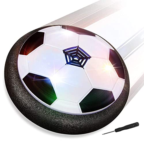 Baztoy Kids Toys Air Power Soccer Ball Games Indoor Hover Football with Soft Foam Bumpers and LED Lights Children Gadget Gifts for Boys Girls 3 4 5 6 7 8 9 10 Years Old