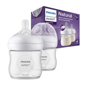 Philips Avent Natural Response Baby Bottle - 2 x 125ml Baby Milk Bottle for Newborns and Up