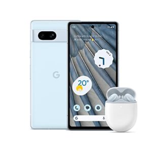 Google Pixel 7a and charger – Unlocked Android 5G smartphone with wide-angle lens and 24-hour battery – Sea + Pixel Buds A-Series – Wireless earbuds – Sea