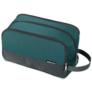 WANDF Toiletry Bag Water-Resistant Nylon Travel Wash Bag Lightweight Dopp Kit for Men and Women (A-Malachite Green)