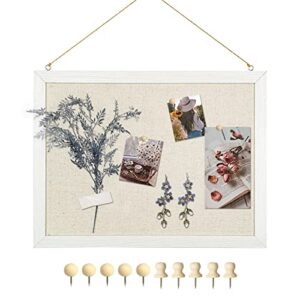 DOLLAR BOSS Bulletin Boards with Linen 1-Pack 30 X 40CM Cork Board for Walls Wood Framed Display Pin Board Small