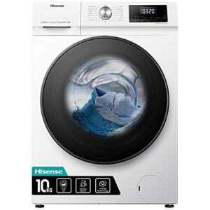 Hisense WFQA1014EVJM Freestanding 10 KG Front Load Washing Durable Inverter Machine Steam Wash Quick Wash 15 Washing Programs 1400 RPM White Energy Rating A            [Energy Class A]