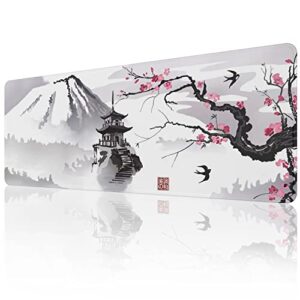 EFISH Japanese Cherry Blossom Mouse Pad (31.5 × 11.8 × 0.12 inch) Extended Large Mouse Mat Desk Pad