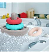 FRUSE Baby Soft Nesting Sorting Stacking Toys,Silicone Building Baby Blocks Teether,Kids Threadin...