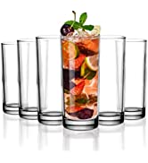 Amisglass Exquisite Highball Glasses Set of 6, Stackable Beverage Glasses, 300ml Durable Tempered...
