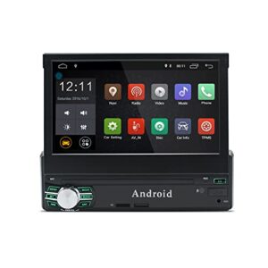 EZoneTronics Android 6.0 Flip Out 1Din Car Radio Stereo 7 inch Head Unit Capacitive Touch Screen High Definition 1024x600 GPS Navigation Bluetooth Wifi/USB/SD/AM/FM/RDS Player 1G RAM +16G ROM