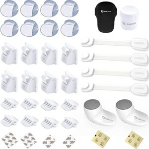 BABYGO® Premium Baby Proofing Kit for Home & Kitchen | Magnetic Child Safety Cupboard Locks | Straps for Fridge Freezer Bin | Oven Guard | Corner Protectors | Door Stoppers | Children Proof Se
