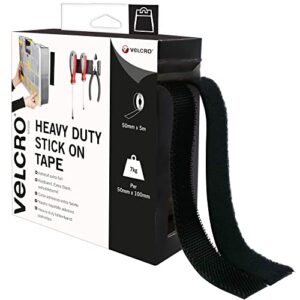 VELCRO Brand Heavy Duty Stick On Tape Cut-to-Length Industrial Extra Strong Double Sided Hook & Loop Self Adhesive Tape Perfect for Room Décor & Home