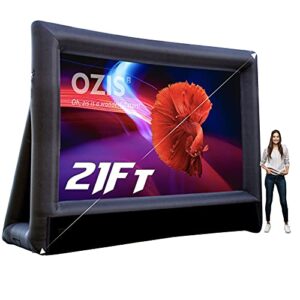 OZIS 21Ft Inflatable Outdoor Movie Projector Screen - Blow up Mega Cinema Theater Projector Screen with 330W Blower for Backyard Party Travel - Supports Front & Rear Projectio