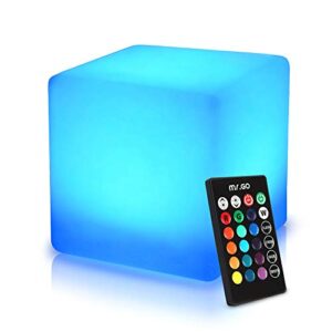 Mr.Go 16-inch Rechargeable LED Light Cube Stool Waterproof Cube Seat with Remote