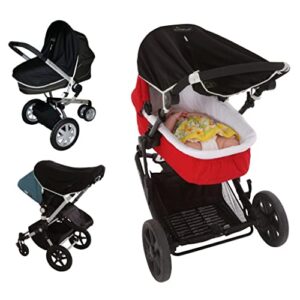 Universal fit pram and Buggy Sun Shade (0-6m) | Blackout Blind for prams/carrycots | Sun Cover for pram Blocks 99% of UV | Pushchair Blackout Blind Helps Baby nap|SnoozeShade Original | Grey Trim