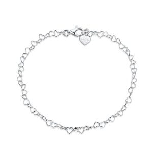 Amberta Women's 925 Sterling Silver Heart Bracele