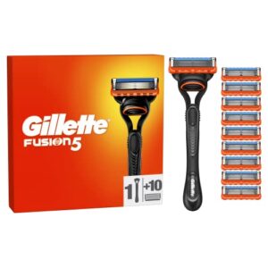 Gillette Fusion5 Men's Razor + 10 Razor Blade Refills with Precision Trimmer