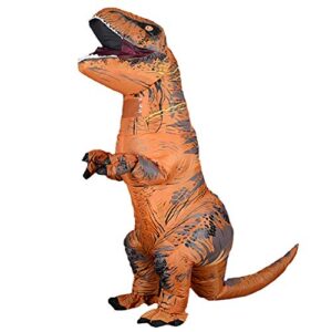 Rafalacy Inflatable T-REX Costume Adult Dinosaur Costumes Jumpsuit Air Blow up Halloween Cosplay Fancy Dress up Costume (Brown)