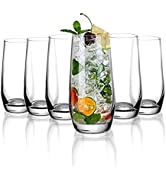 Amisglass Highball Glasses Set of 6, 550ml Lead-Free Crystal Unique Large Drinking Glasses, Elega...