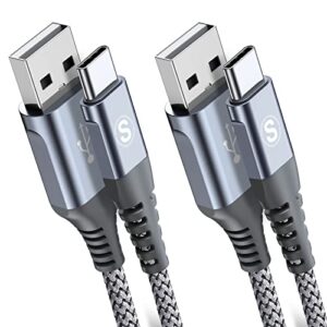 2-Pack 3M USB C Cable 3.1A Fast Charger Cable Braided Compatible for Samsung Galaxy Flip/Fold z3 S10 S9 S8 S20 S21 S22 A02s A03s A12/13 A21s/22/20 A32 A52s/51 A70/71/72 Note 20/10