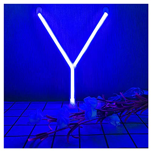 ENUOLI LED Neon Sign Letters Y Blue Battery/USB Operated LED Letter Neon Lighting Neon Signs for Wall Personalised Neon Art Decorative Lamps for Girls Bedroom Birthday Wedding Party Anniversary (Y)