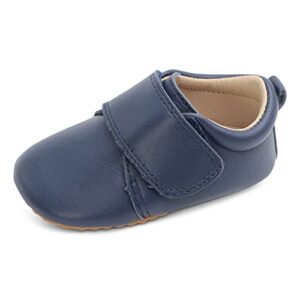 Dotty Fish Leather First Walking Baby Shoe. Classic Design for Boys. Non-Slip. (3-7 UK Child)