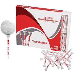 BENSIVE Golf Tees Bamboo 70mm | Pack of 100 & 50 | Sturdy