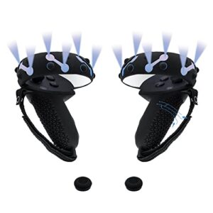 Mcbazel Handle Controller Silicone Protective Grip Cover Jacket with Thumb Cap for O-culus Quest 2 Controller - Black