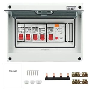 Consumer Unit Electrical Distribution Box 4 Way Garage Caravan Consumer Unit 63A 30mA RCD 4MCB 2 * 6A+20A+32A Garage Consumer Unit Garage Caravan Consumer Unit Circuit Breaker Panel