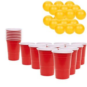 KEPLIN Beer Pong Game - 36pcs Set | Reusable Red Cups and Ping Pong Balls | Fun Adult American Game | Suitable for Bachelor Parties