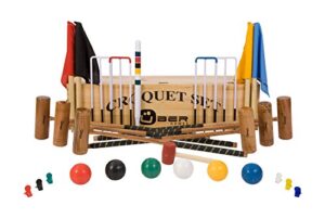 Uber Games 6 Player Pro Croquet Set With Wooden Box | Contains 6 Hardwood Mallets In 2 Sizes | Set Includes 6 Composite Balls