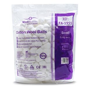 MediRange Small Cotton Wool Balls - 100% Pure Cotton - Lint-Free - for Cosmetic