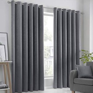 Fusion Strata Woven Eyelet Lined Curtains