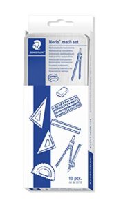 STAEDTLER 557 10 Noris Maths Set with Storage Tin (10 Pieces including Compass