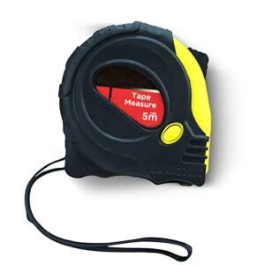 5m Measuring Tape Retractable Measurement Tape Steel Belt with Imperial and Metric Measuring with Safety Lock | Black Yellow