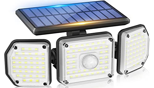 Security Lights Outdoor Motion Sensor - Solar Powered Flood Light 360° Wide Angle Outside Wall Lighting 122 LED IP65 Waterproof Solar Floodlights for Front Door Yard Garage(1 Pack)            [Energy Class A+++]