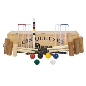 6 Player Family Croquet Set with Wooden Box - Contains 4 sizes of mallets