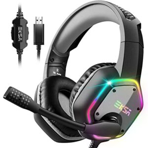 EKSA E1000 USB Gaming Headset for PC - Computer Headphones with Microphone/Mic Noise Cancelling