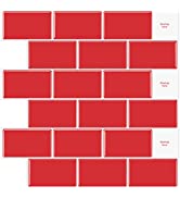 WoStick 10-Sheets Peel and Stick on Tiles Metro Subway Self Adhesive Wall Tiles Green for Kitchen...