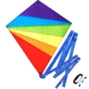 Sun Kites Diamond Kite for Children and Adults - Bright Rainbow Colours - Great Outdoor Toy for Beginners - Very Easy to Fly - Makes a Great Gif