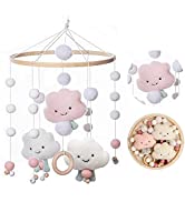 Promise Babe Mobile Stars Moon Baby Wooden Felt Balls Baby Room Hanging Bed Bell Planet Crochet F...