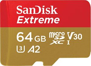 SanDisk Extreme 64 GB microSDXC Memory Card + SD Adapter with A2 App Performance + Rescue Pro Deluxe