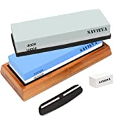 Savieva Whetstones Sharpening Stones - 400/1000 3000/8000 Grit Wet Stones Sharpeners Set with Non...