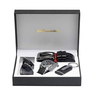 BSTcentelha Men Gift Set Wrist Watch Belt Keychain Sunglasses Mens Gift Father's Day Valentine's Day Gift Wedding Christmas Boyfriend Gift Se